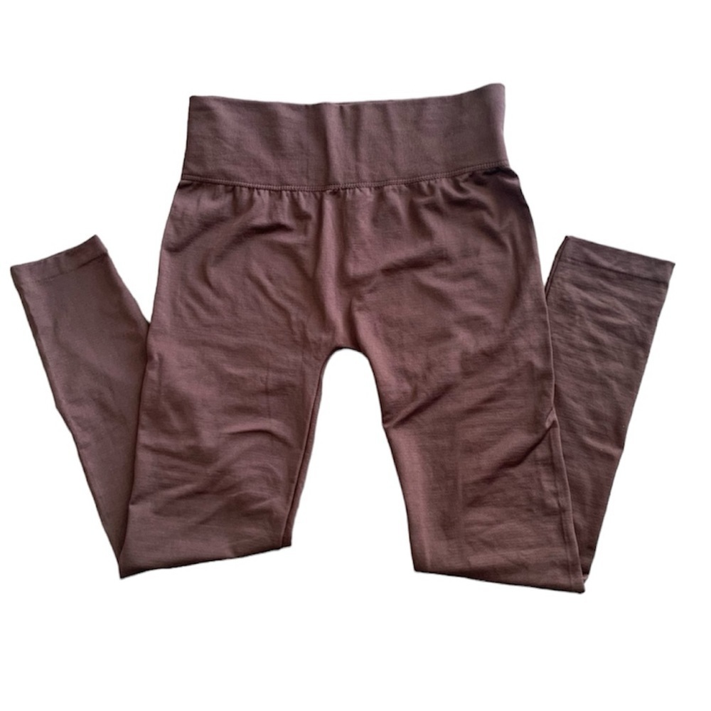 Icon fleece lined plus size cozy warm‎ brown stretchy leggings tights 2X 3X